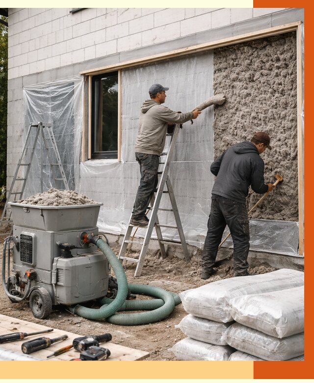 Утепление дома из газобетона эковатой в Костомукше от 4591 руб./м2 | ТепломастерКтм