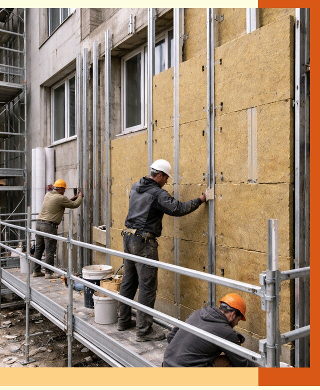 Утепление вентилируемого фасада в Костомукше от 5713 руб/м2 — монтаж и утепление вентфасад | ТепломастерКтм